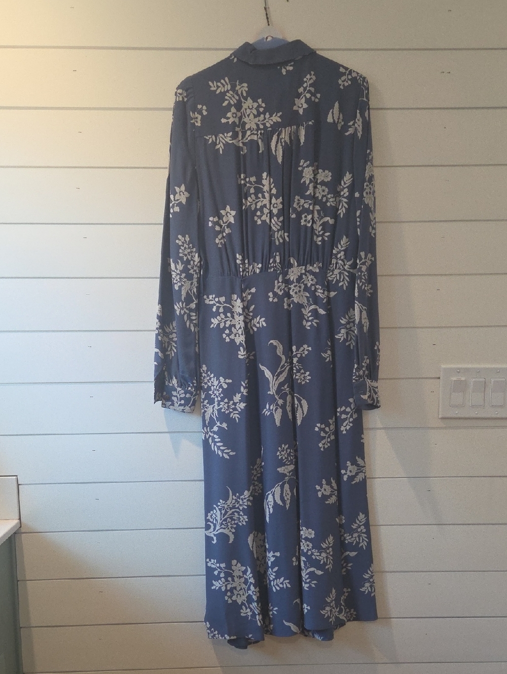 Sezane Lauretta Blue Floral Button-Front Midi Dress Size 38, US 6 - Picture 5 of 9
